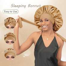 Gorro de noche de satén de lujo para la protección del cabello - Vestimenta de noche anti-frizz y cómoda, con diseño ajustable, para verano y vacaciones