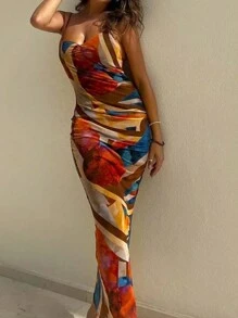 Women Floral Print Slim Fit Maxi Cami Dress - Multicolor - View 1