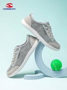HOBIBEAR Women's Fashionable Minimalist Breathable Lace-Up Sneakers With Wide Toe Box - Light Gray - View 3