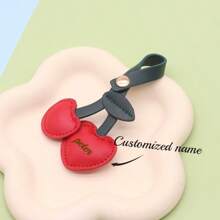 1 pieza Llavero con cereza personalizada, regalo para su ser querido, pareja, amigo, familia, vacaciones, aniversario, accesorios lindos para bolsa y equipaje