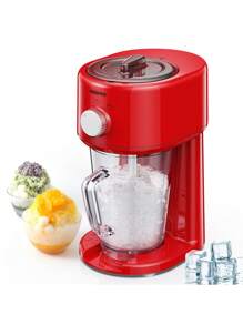 Reemix Slushy Maker Ice Shaver, Slush-Eis-Maschine, 3 Betriebs-Modi für grobes und feines Eis, Edelstahlklingen, Sicherheitsverschluss, Red - EU C-Typ Stecker (220-240V) - Übersicht 1