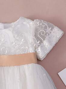 Baby/Toddler Girls White Wedding Flower Girl Dress, 0-2 Years Old, For Birthday Party And Wedding - White - View 4