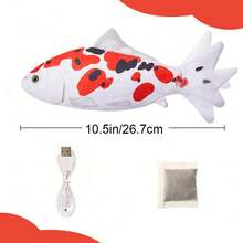 Floppy Fish Cat Toy, Moving Cat Kicker Fish Toy, Cat Toys Flopping Fish With Silver Vine And Catnip, Motion Kitten Interactive Exercise Toys For Indoor Cats, Wiggle Fish Catnip Toys - Cá Koi - Xem 9