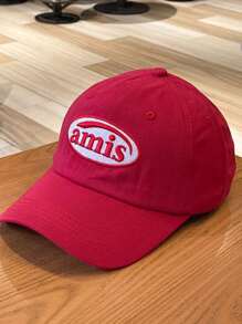 字母刺绣红色棒球帽，男女通用软顶棒球帽，春夏 - 彩色 - 查看 4