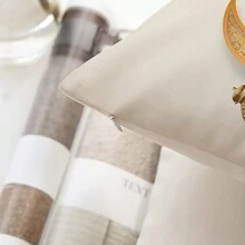 2pcs Ramadan Decorative Pillow Cover, White & Brown Moon Pattern Ramadan Blessings Cushion Cover, Peach Velvet Zippered Single-Sided Printed Pillow Case, No Pillow Insert, For Eid Al-Fitr, Ramadan Decoration, Spring/Summer Home, Office, Living Room, Sofa Decor (Without Pillow Insert) - White Brown - View 6