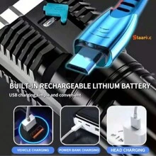 1pc Staaricc USB Rechargeable LED Flashlight With COB Side Light, 4 Powerful Modes For Camping & Outdoor Activities, Bright, , Convenient