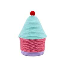 Small Rope Basket With Lid, Small House Shaped Woven Storage Organizer With Lid For Organizing, Small Decorative Toy Basket