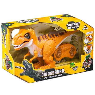 Multilaser Brinquedo Dinossauro Tiranossauro Rex com Luz e Som Controle Remoto Jurassic Fun Boneco - BR1461