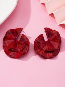 1 Pair Fashionable Versatile Geometric Metal Earrings - Red - View 4
