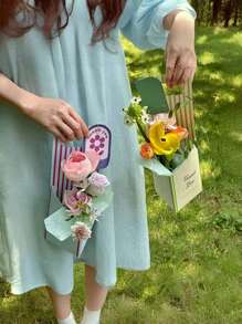 1 hộp quà hoa sọc, hộp đựng bó hoa sáng tạo, hộp trang trí DIY cắm hoa thủ công, thích hợp cho hoa hồng, hoa cẩm chướng và nhiều bó hoa khác nhau - Nhiều màu - Xem 6