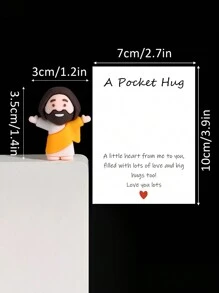 5/1 PVC Siliconen Materiaal Mini Jezus Beeld Paasdecoratie Ornament, Emotionele Ondersteuning, Emotionele Aanmoediging Cadeau Zak Knuffel Kaart, Een Beetje Dichtbij Van Mij Naar Jou, Gevuld Met Heel Veel Liefde En Dikke Knuffels Ook! Hou Heel Veel Van Jou, Jezus Zegen Je
