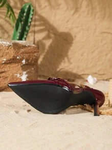 On feet& in love 女士时尚漆皮尖头套脚高跟鞋，通勤、派对、婚礼等场合皆宜