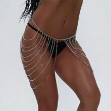 New European And American Jewelry, Simple Elegant Versatile Geometric Waist Chain With Metal Rhinestones And Multilayer Tassel Body Chain - Rhinestone style - View 4