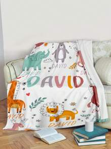 1 Stück personalisierte Decke mit Namen für das Bett, personalisierte Bettwäsche-Decke mit Namen, personalisierte Überwurfdecke, Decke mit niedlichen Tieren, beste Kinderdecke, kuschelige Decke, Familiengeschenk, Geburtstagsgeschenk, Weihnachtsgeschenk, personalisiertes Geschenk, Geschenk zum Kindertag, Geschenk für Sohn/Tochter, Geschenk für Freund, Geschenk für Kinder