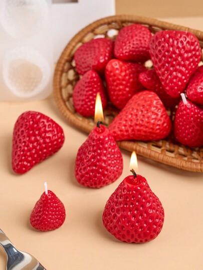 1pc 3D Strawberry Shaped Candle Silicone Mold,Simulated Fruit Mold For Home Decor,Room Decor,Wedding Decor,DIY Aromatherapy Candle,Candle Soap Mold Clay Mold,Gift For Woman Winter Gift,Holiday Gift