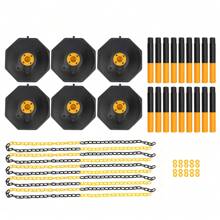 6 Pack Traffic Cones Adjustable Delineator Post Portable Parking Pole W/ Chains - 1 - View 5