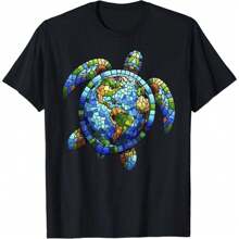 Sea Turtles Save The Earth1 Piece, 100% Cotton,Washed Printed T-Shirt, Seasonal Casual Men's T-Shirt, Round Neck Cotton Short-Sleeved T-Shirt, Christmas Gift.