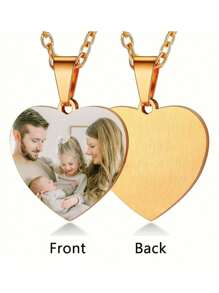 1 pieza Collar con colgante de corazón personalizado con foto, colgante de acero inoxidable con imagen, joyería de mujer como regalo, el mejor regalo para Acción de Gracias, Navidad. Plateado, con estilo, de moda de otoño, casual, sencillo, unisex, hipster, personalizado, único, regalo ideal para ella, regalo ideal para él, novia, madre, familia, amigos, hija, abuelos, para aniversarios, cumpleaños, uso diario, baile de graduación, Día de la Madre, San Valentín, graduación, bodas.