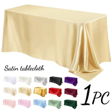 1pc Satin Shiny Rectangular Tablecloth, Smooth Soft Fabric Table Cover Decoration For Ceremony, Wedding, Banquet, Birthday Party And Holiday Valentine's Day