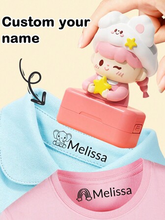 1pc Custom Name Signature Stamp For Kids, Back To School Supplies For Kids, Name Stickers Name Label,Cartoon Pattern Name Stamps Personalized, DIY Customized Cartoon Self Inking Name Stamp, Stamps For Signing Name, Name Stamp For Clothing Kids Waterproof,Multi-Functional,Ornamental,Letter,Stylish,Modern,Colorful,Cute,Adorable,Casual,Custom,Personalised,Unique,Customized,Ideal Gifts For Him,Ideal Gifts For Her