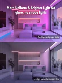 1 个大号外壳蓝牙霓虹灯带，带 APP 智能控制，电视背景 LED 灯条，RGB 霓虹灯防水，适用于电视显示器背景照明，家庭聚会节日装饰，室内客厅卧室游戏室氛围照明