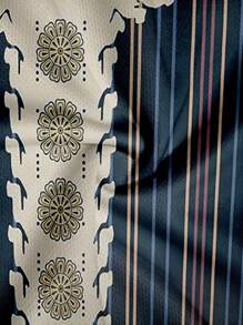 男士时尚复古印花圆领短袖 T 恤 - 彩色 - 查看 4