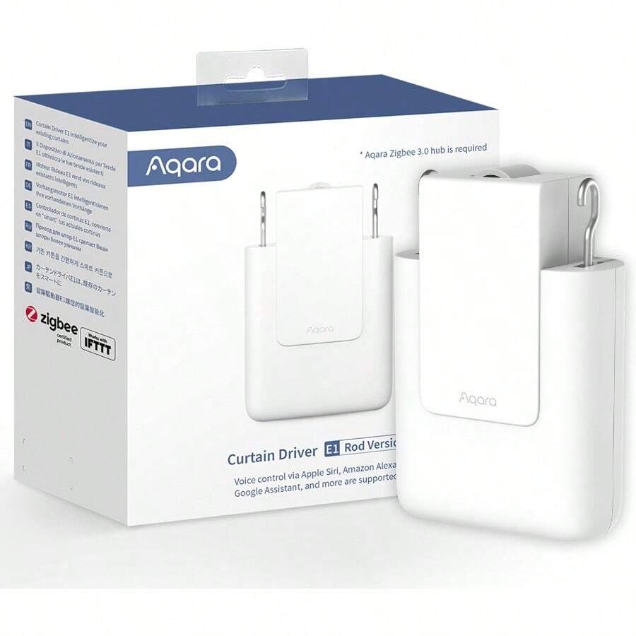 Aqara Smart Curtain Motor E1 Rod Version 1 Pack Requires AQARA Zigbee 3.0 HUB Electric Curtain R For Remote Control And Home Automation Support HomeKit Alexa  Assistant And IFTTT - poleversión - Ver 1