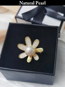 1pc Elegant Cultured Pearl Brooch Decor - Angel Wings, Ginkgo Leaf & Floral Design, Women Jewelry And Accessories For Necklaces, Scarves, Beach, Pride, Birthday, Graduation Gifts
