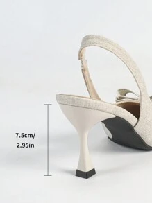 Women's Pointed Toe High Heels With Bow Decor, Ankle Strap & Peep Toe Design, Fashionable PU High Heels, New Style For Spring & Summer