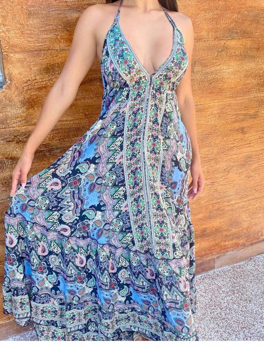 Long Silk Dress Open - 青檸色 - 查看 1