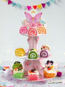 1 Set Rosa Schmetterling Stil Kuchenständer, mehrstufiges Papier Kuchentablett & Kuchenrand, Serviertablett, Schmetterling Party Dekorationen, Baby Shower Dekoration Gender Enthüllungs-Dekoration, Rosa Schmetterling Thema Geburtstagsdekoration, Geburtstagsgeschenk Party Begünstigung Feiertagsereignis Party Kuchendekoration Zubehör Wohndekoration Zimmer Dekoration Tischdekoration Kuchen Display Ständer, Küchendekoration Bäckerei Kochen Dekorationen, Kuchenständer, Küche DIY Kuchen Kochen Dekorationen