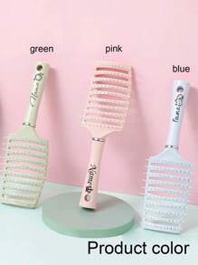 LICVIC 1 pieza Cepillo de pelo con ventilación y nombre grabado personalizado, cepillos de pelo personalizados para mujeres para secado con secador, cepillo de pelo curvado personalizado con nombre grabado, cepillos de pelo profesionales personalizables, Tamaño: 24,1x6cm, 3 colores: rosa/verde/azul