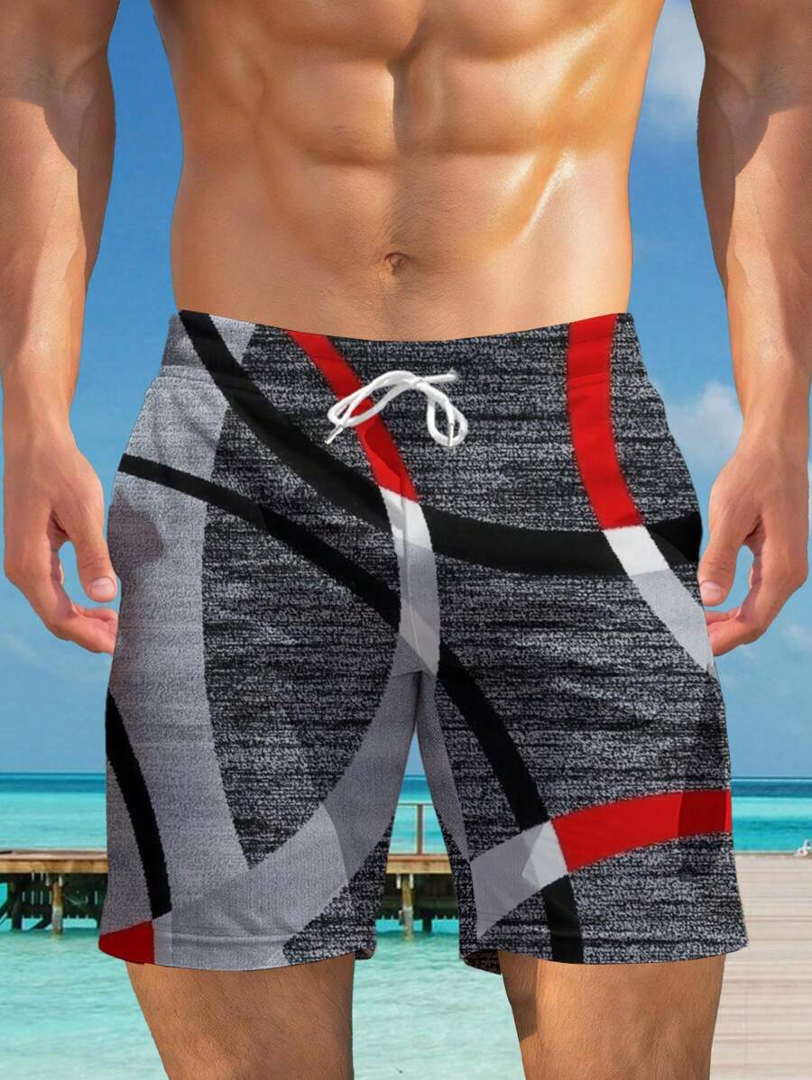 Men's 3D Hawaiian Print Casual Beach Shorts - Quick-Drying, Drawstring Waist, Perfect Choice For Summer Outdoor Activities
