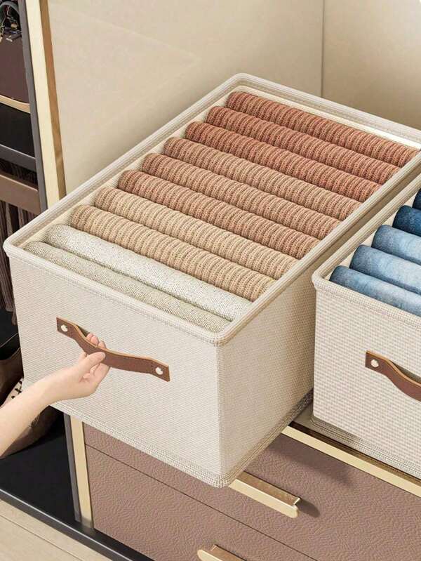 1/4 stuks huishoudelijke beige Oxford stoffen opvouwbare ladekast voor kledingopslag, voor garderobe, jeans en truien, geen laag opbergdoos voor kledingopslag