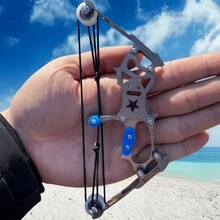 Juego de mini arco compuesto y flechas de arquería para juegos de tiro al blanco, regalo - Arco de acero inoxidable con flechas - Gris - Ver 5