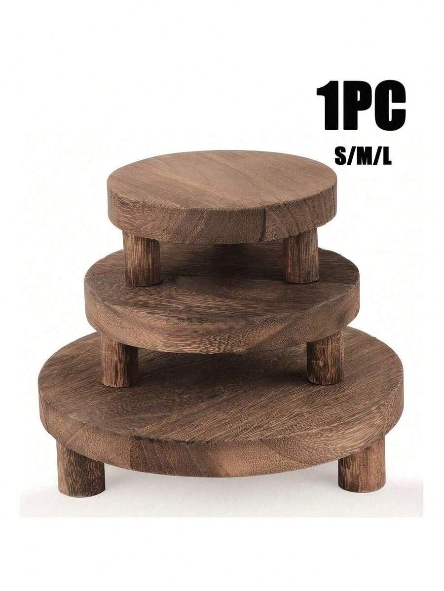1 pezzo Supporto in legno per esposizione, Alzata per torta in legno, Piedistallo in legno per esposizione per decorazione natalizia, di San Valentino, Capodanno, casa, cucina, stile fattoria, organizzatore, decorazione bagno, accessori bagno, decorazione autunnale, accessori per il ritorno a scuola - Castano - Visualizzare 1