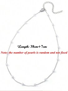 1pc Dainty Stainless Steel Multiple Faux Pearl Necklace 18K Gold-Plated Anti Fading Chain Layered Necklace For Women Romantic Holiday Wedding Jewelry Choker Daily Wear Accessories Bridesmaid, Valentine's Day, Mother's Day Gifts,Mom,Mother,Mother's Day,Gift