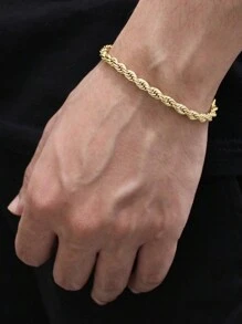 1 pezzo Braccialetto catena in acciaio inossidabile dorato, accessorio di gioielleria personalizzato stile hip-hop da uomo