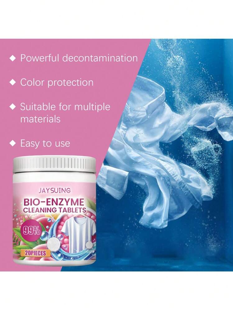 1 件装生物酶洗涤剂清洁片、去污剂织物清洁剂、速溶洗衣片 - 白色 - 查看 9