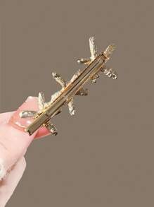 1pc Elegant & Fashionable Hair Clip, Minimalist Starfish & Pearl Design, Suitable For Daily Use - Gold - View 6