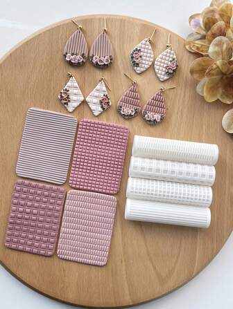 2025 Polymer Clay Texture Roller, Clay Earring Roller & Cutters, Polymer Clay Tools For Clay Jewelry Making