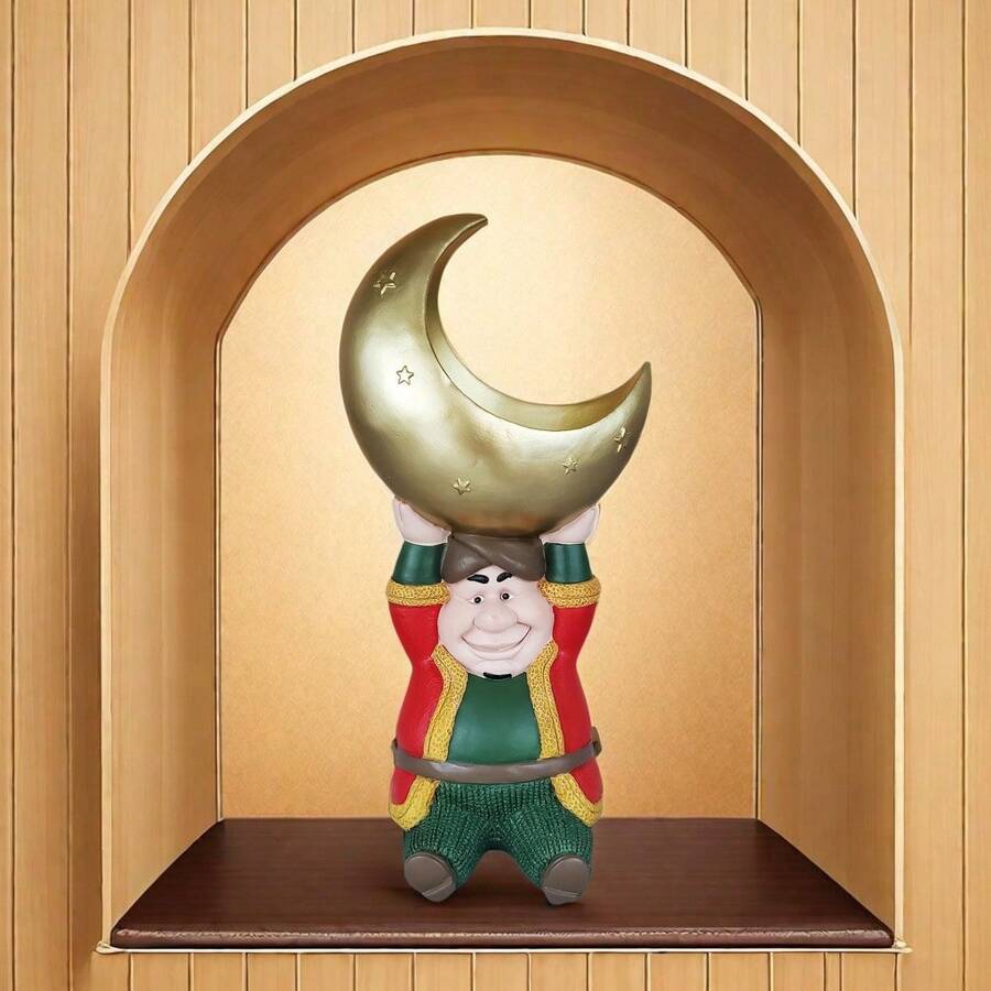 月亮形雕刻装饰中东人物桌面摆件、家居生活装饰收纳