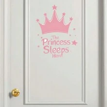 1 pieza Adhesivo de pared con nombre de princesa personalizable, arte decorativo con corona rosa con brillo, calcomanía de puerta de dibujos animados autoadhesiva, adecuada para dormitorio de niña, superficie lisa, decoración de pared de un solo uso, regalo personalizado para el hogar, regalo de cumpleaños personalizado, regalo conmemorativo personalizado