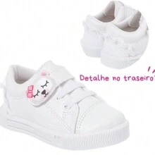 Delicate Children's Girl's Sneakers With Teddy Bear Glitter From 20 To 27 - White - View 3