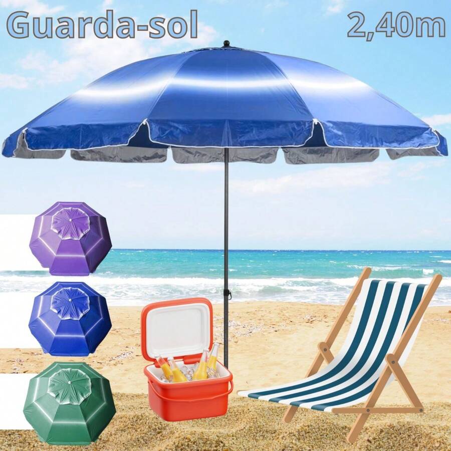 Large Giant 2.40 M Beach And Pool Umbrella Summer Items - Verde - Ver 1
