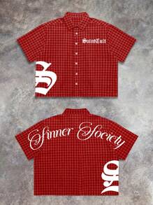 Męska koszula w kratę z krótkim rękawem, uniwersalna i modna, wiosna/lato