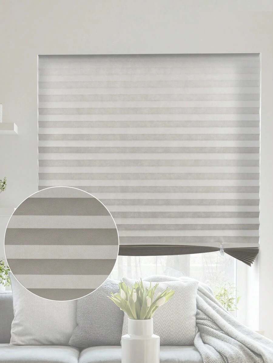 1 pezzo di tenda plissettata in tessuto filtrante della luce, di colore unito, senza bisogno di attrezzi, design autoadesivo, protezione UV, oscurante, isolante, leggero, resistente alla scoloritura, tenda plissettata minimalista - adatta per camera da letto, soggiorno, ufficio, bagno - Grigio Chiaro - Visualizzare 1