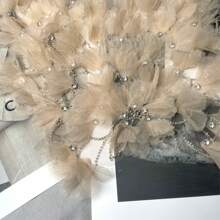 1 pieza Aplicación de encaje 3D en forma de flor, recorte de material bordado para accesorios de vestido de novia y velo DIY, suministros de tela de costura - Multicolor - Ver 3