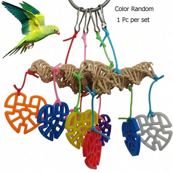 Juguete para masticar en forma de corazón colorido de roten para pájaros, juguete interactivo para aves, color aleatorio