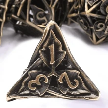 7pcs/Set Hollow Vintage Polyhedral Leaf-Shaped Dice Set, Astonishing Gift For D&D Board Game Lovers (Antique Bronze Color)